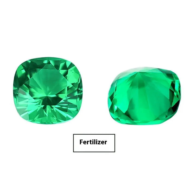 Columbia green cultivated emerald synthetic gemstone in round and emerald cut shapes