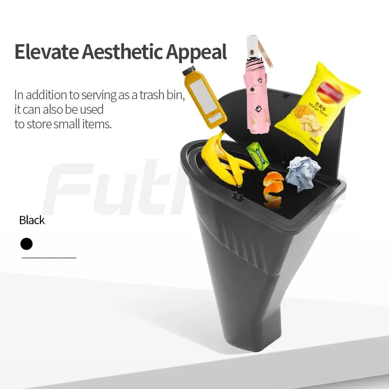 Two black ABS plastic storage bins designed for Tesla Model Y front door pockets