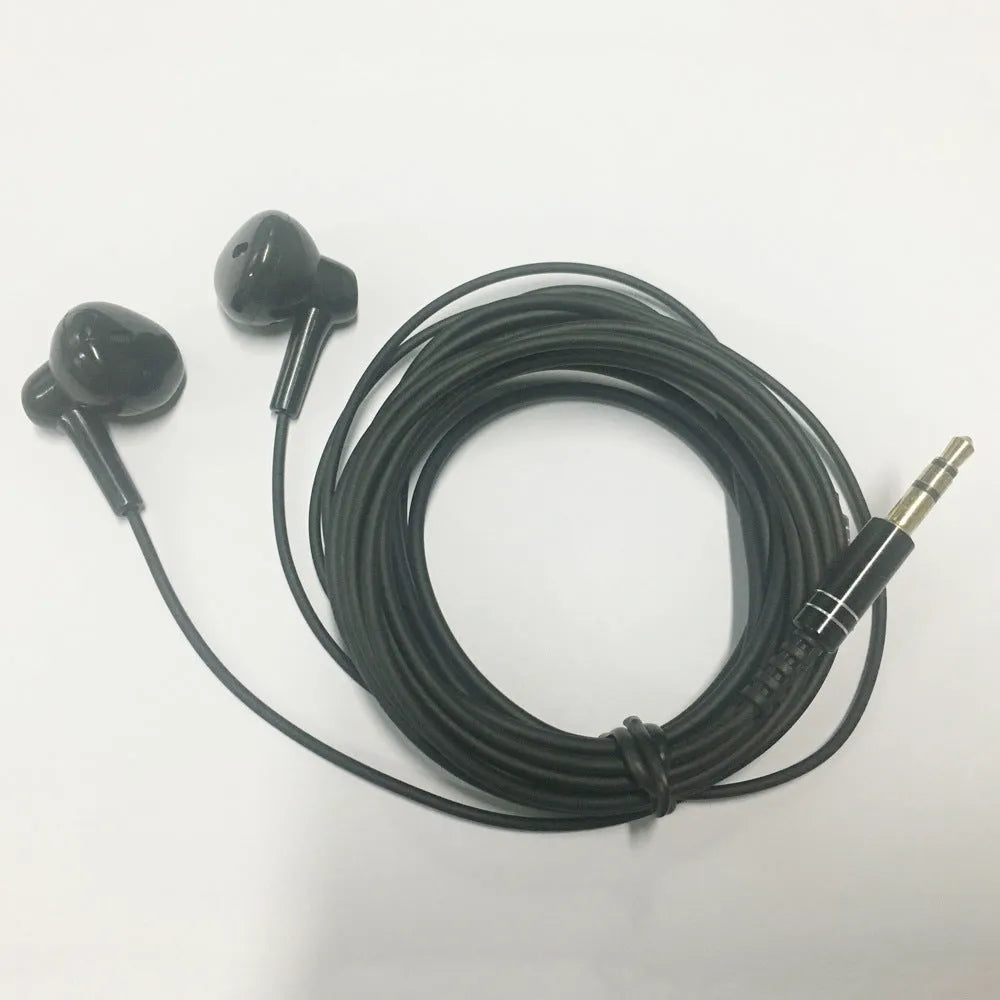 In-ear wired earphones for K-song monitoring with black plastic earpieces and high elastic TPE cable