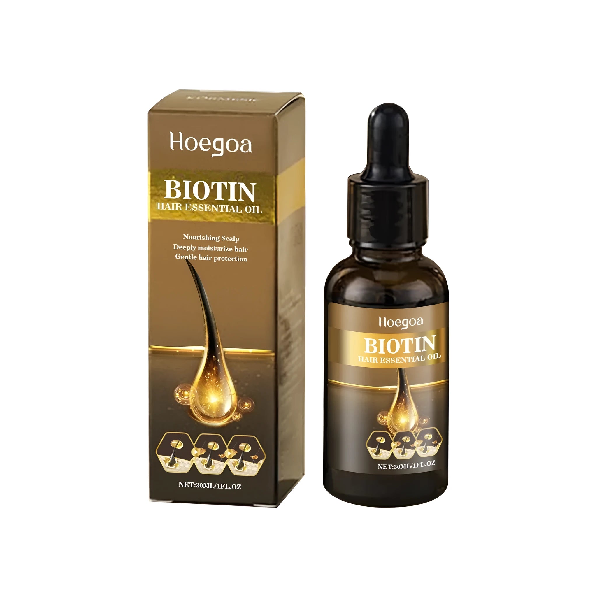 30ml bottle of hair growth solution with biotin and ginger root oil for thinning scalp care