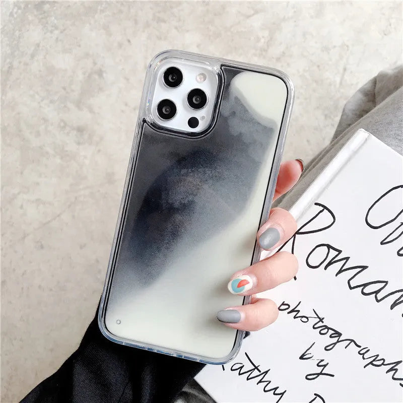 Candy Luminous Quicksand mobile phone case back cover in solid colour with TPU+PC construction