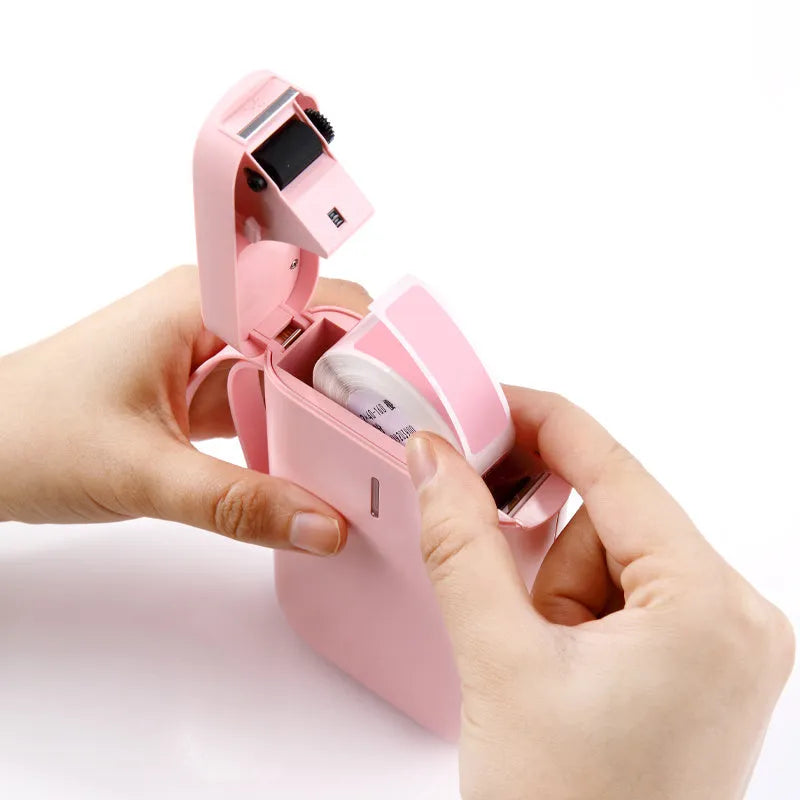 D11 Bluetooth thermal label printer with compact design showing dimensions and included accessories