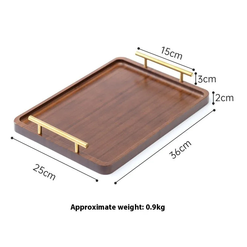 Square bamboo serving tray with solid colour design and brown handle options for barbecue shops