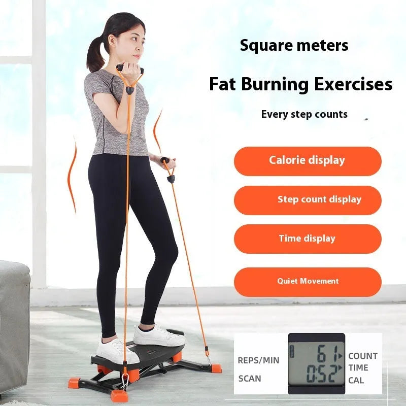 Black mini fitness skiing machine for home indoor cardio workouts.