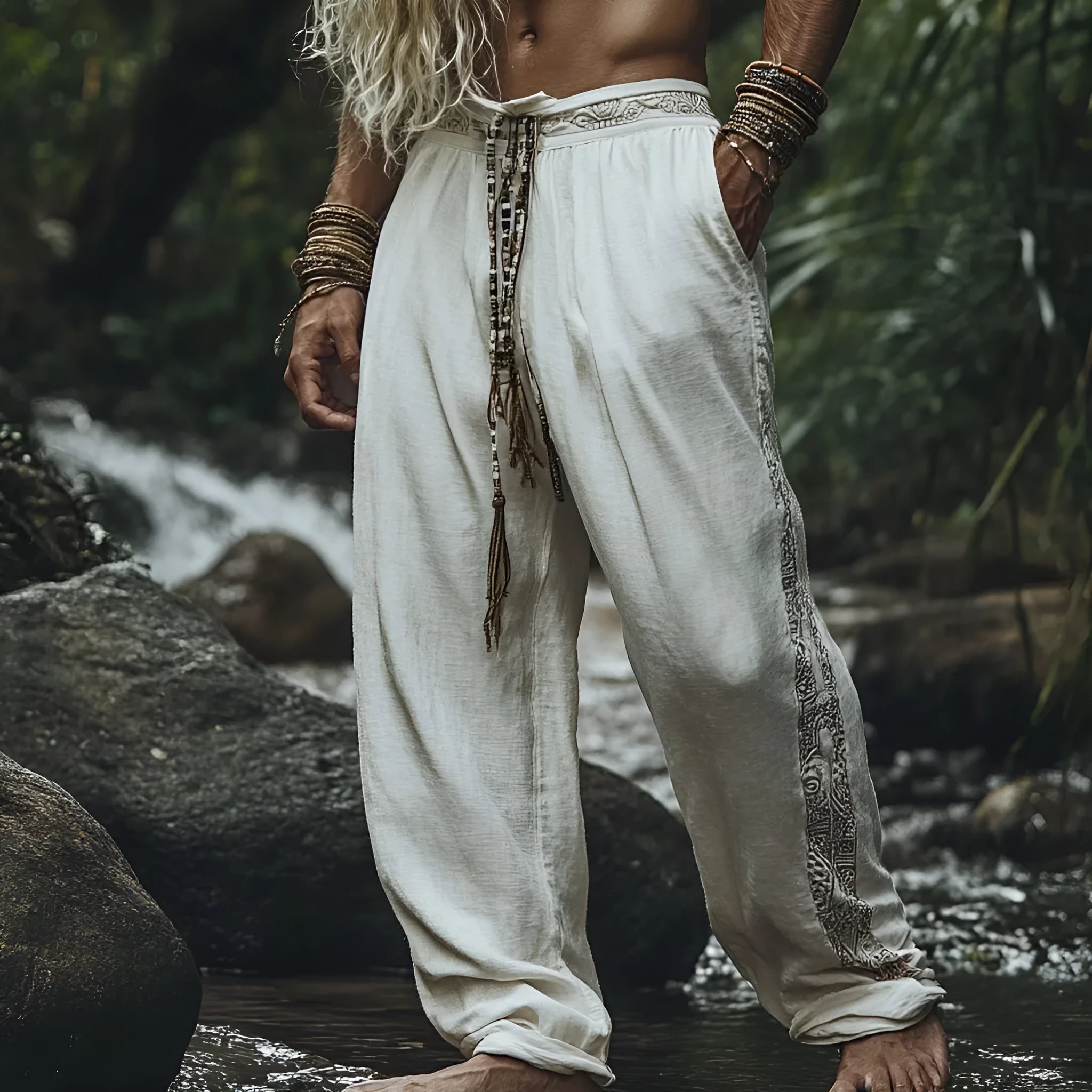 Street hipster wide leg sports trousers in Style 43 with digital 3D stereo pattern on spandex fabric