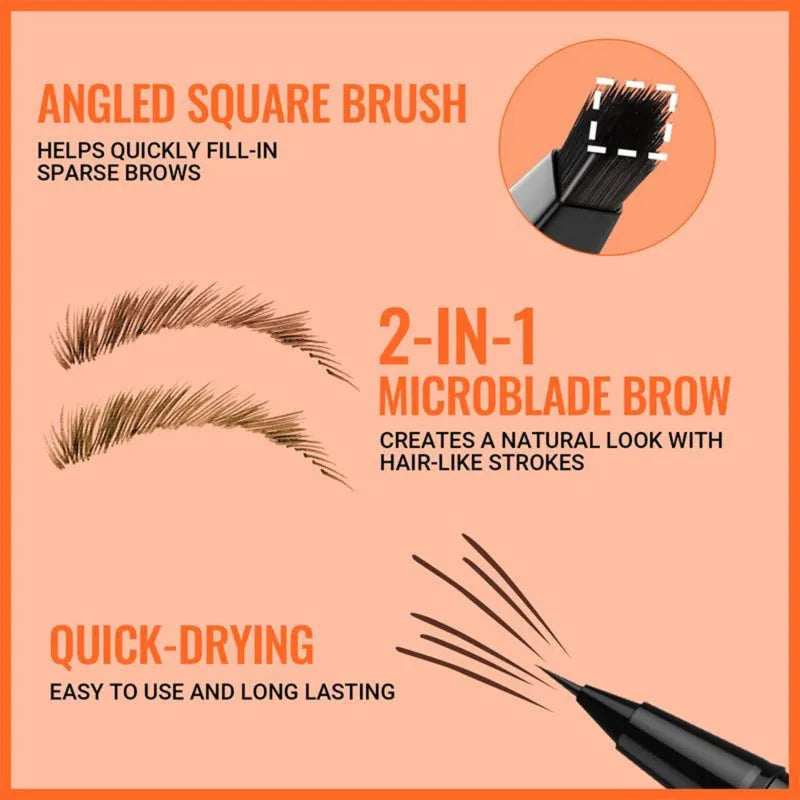 Waterproof double-headed eyebrow pencil with pencil and powder ends in five shades