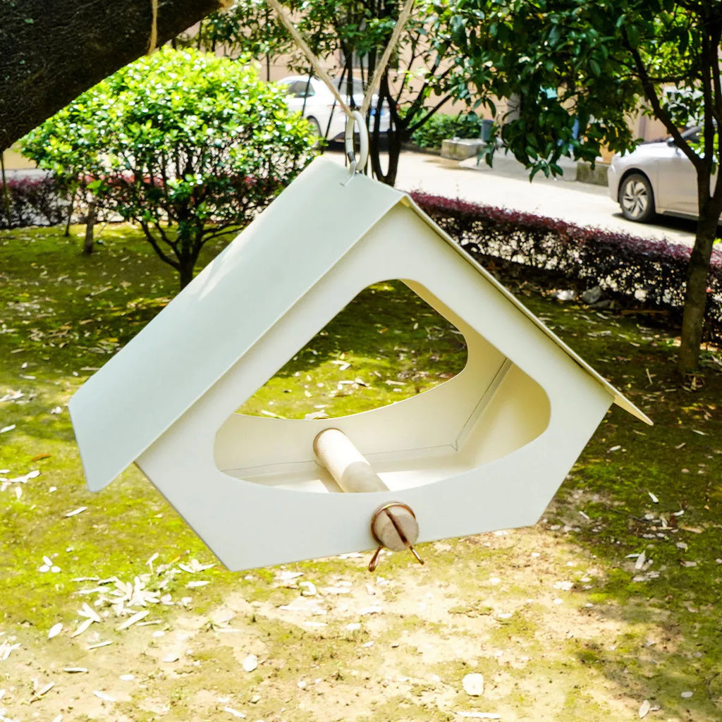 Iron bird nest feeder with European modern design in black or white colour options