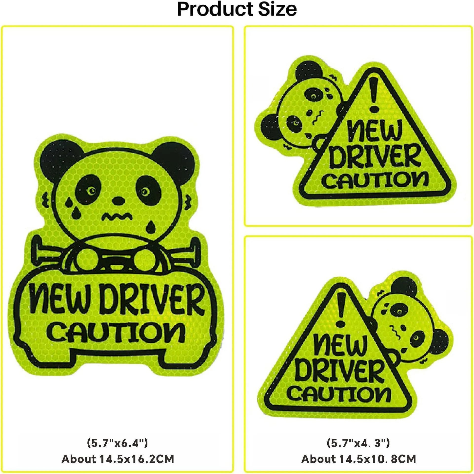 Set of 3 reflective magnetic car stickers with animal designs including cats, ducks, and pandas