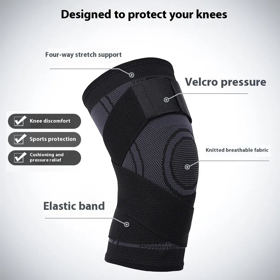 Non-slip sports knee pads in various colours for fitness, running, and basketball protection.