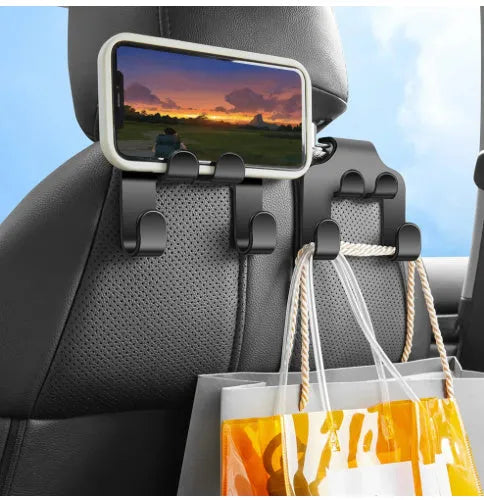 Car multifunction mobile phone holder hook made from ABS material for hanging items and bracket use