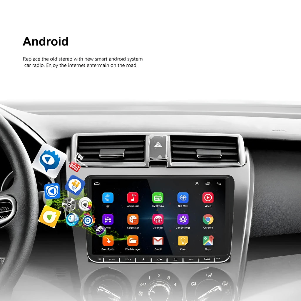 7-inch touchscreen car stereo head unit with Apple CarPlay display on screen