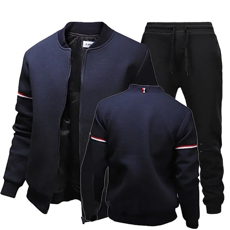 Two-piece polyester baseball uniform set in black includes a jersey top and matching pants on a plain background
