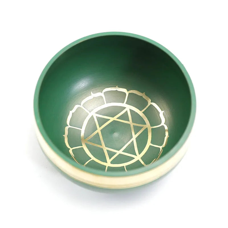 Handmade colourful Himalayan singing bowl percussion instrument with mallet for meditation and yoga