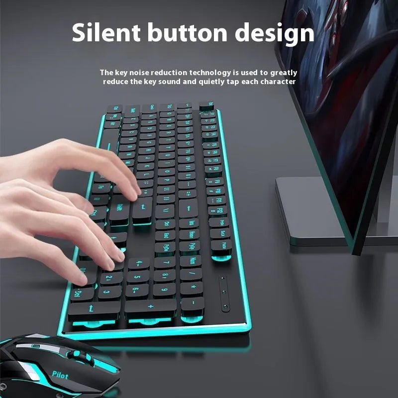 Wireless Bluetooth keyboard with mute button in cherry blossom pink colour on desk