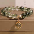 Women's green phantom quartz and chorite crystal bracelet in Japanese Korean style
