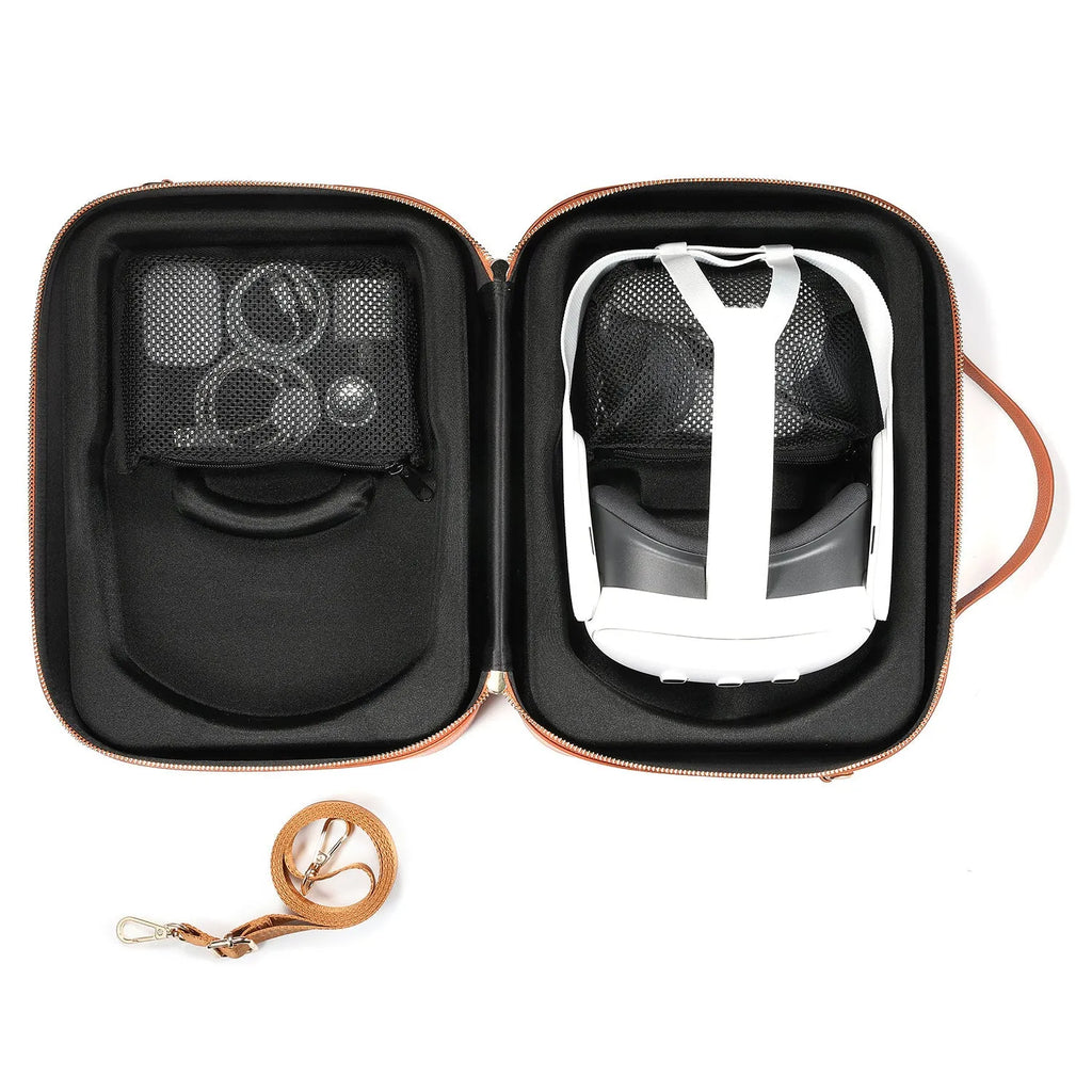 Black MR glasses storage box for Apple Vision Pro headset, showing internal space and Superfiber construction.