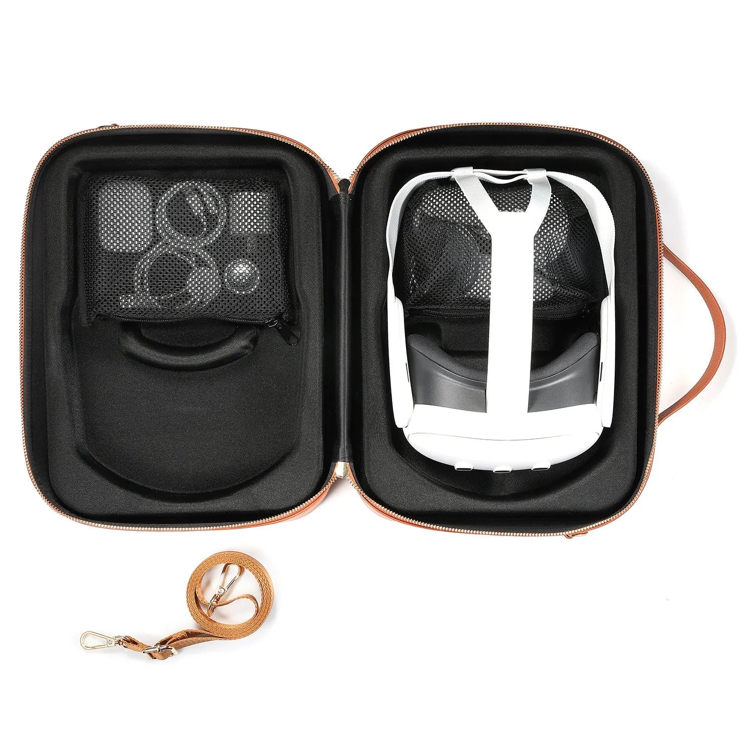 Black MR glasses storage box for Apple Vision Pro headset, showing internal space and Superfiber construction.