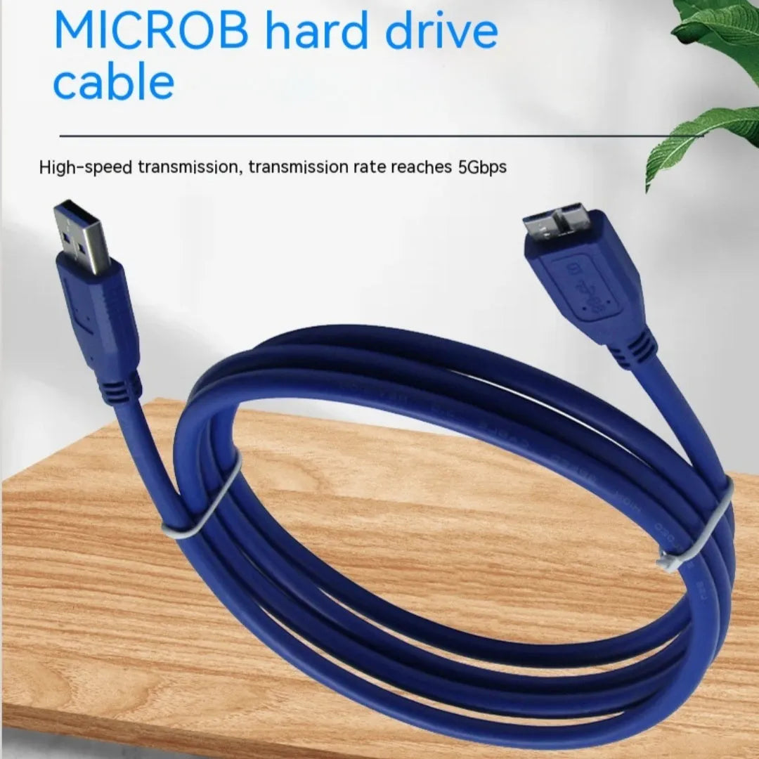 USB 3.0 transmission data cable in black, length 1.5m, on white background