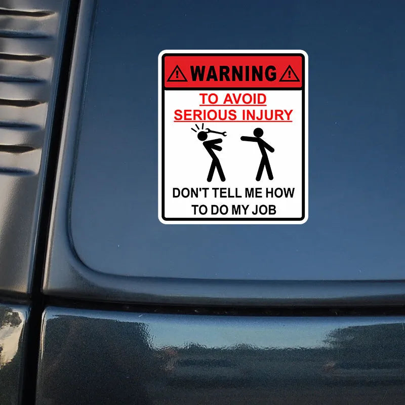 Car glass warning sticker with adhesive backing measuring 14.9cm by 12.6cm in type a hit colour