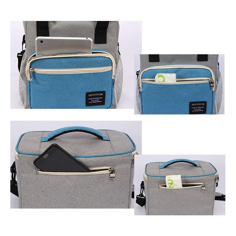Insulated lunch bag in blue 900D Oxford cloth with thermal cooling for food storage