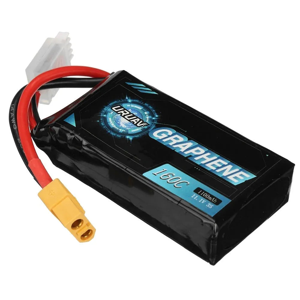 A 7.4V 1200mAh lithium battery for RC models measuring 15mm by 36mm by 70mm.