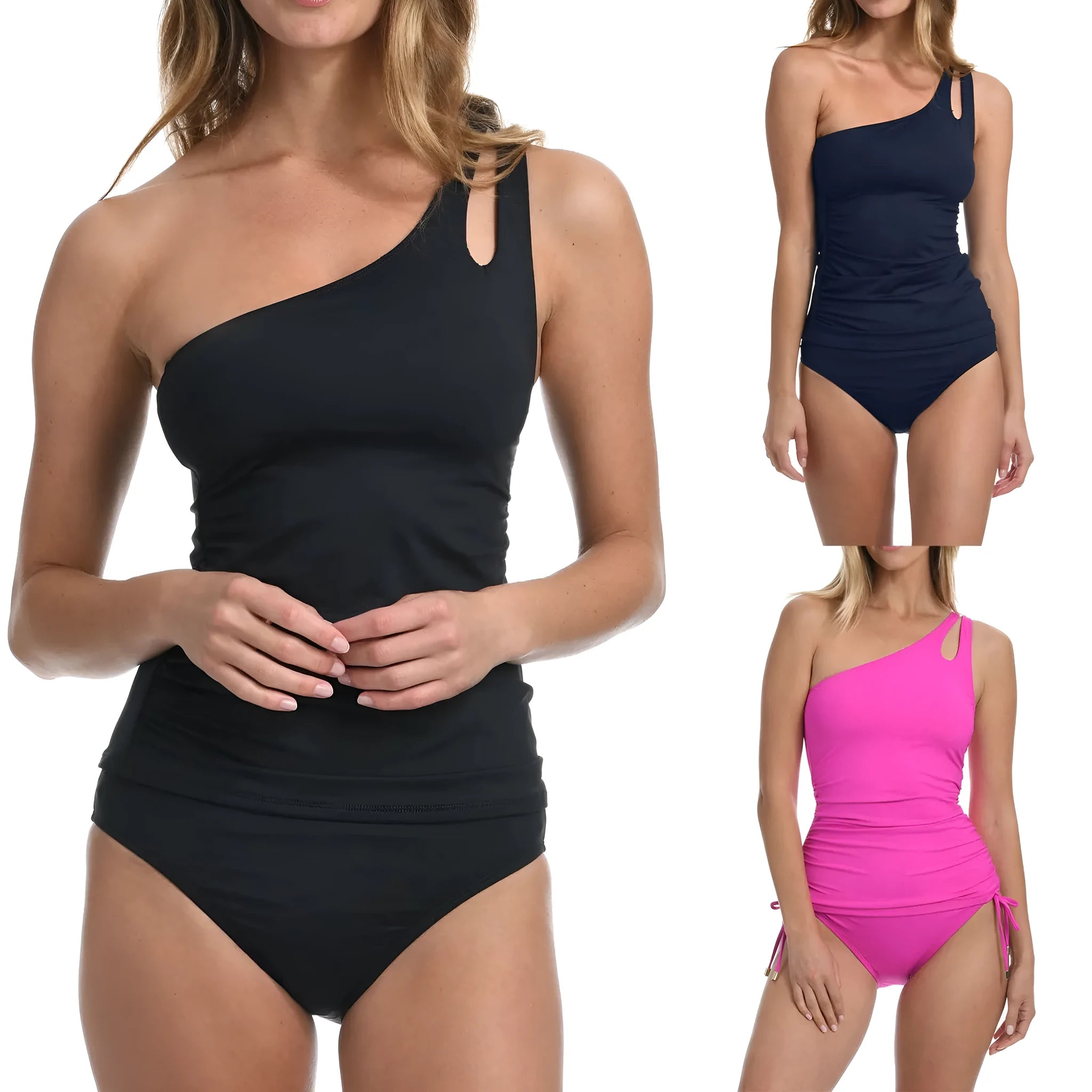 Women's solid colour bikini with adjustable shoulder straps in European styling