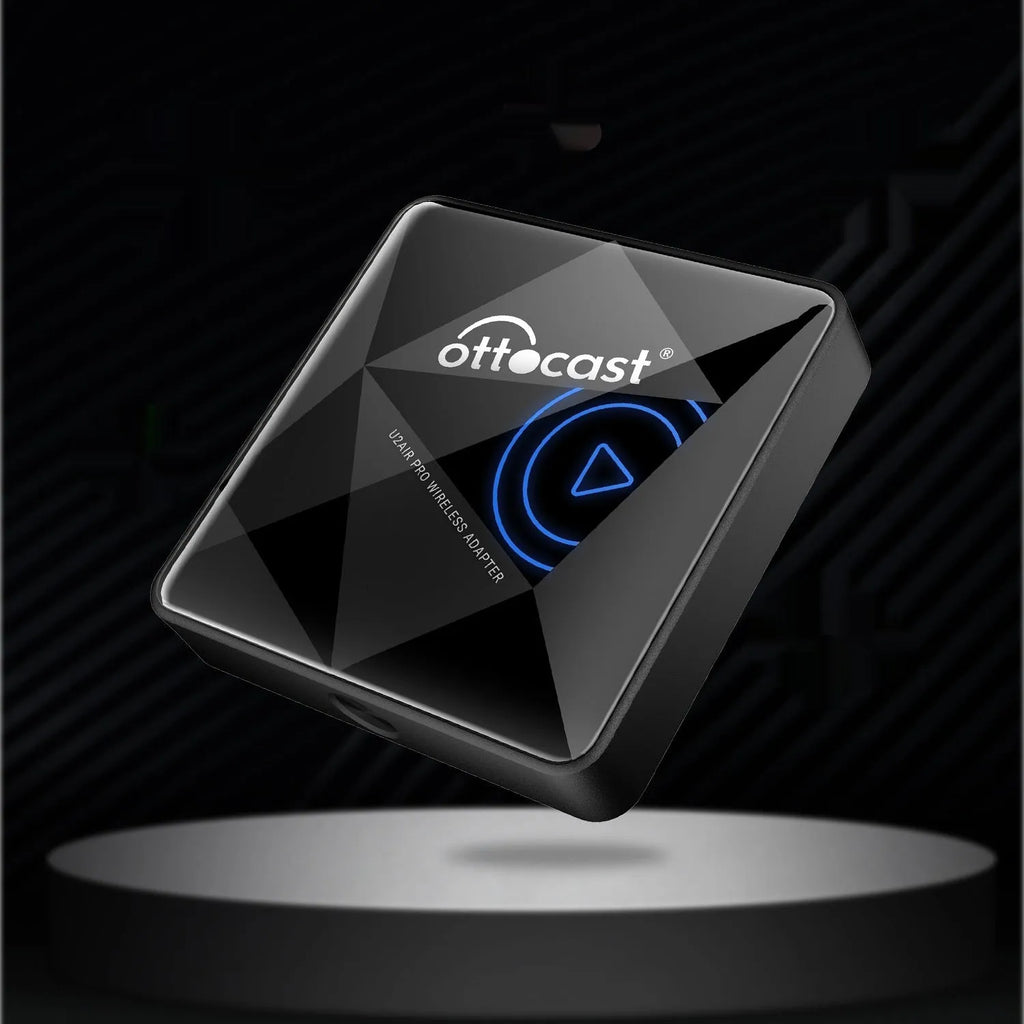 Black Wireless Car Bluetooth AIBOX with Type-C interface measuring 59x59x150mm
