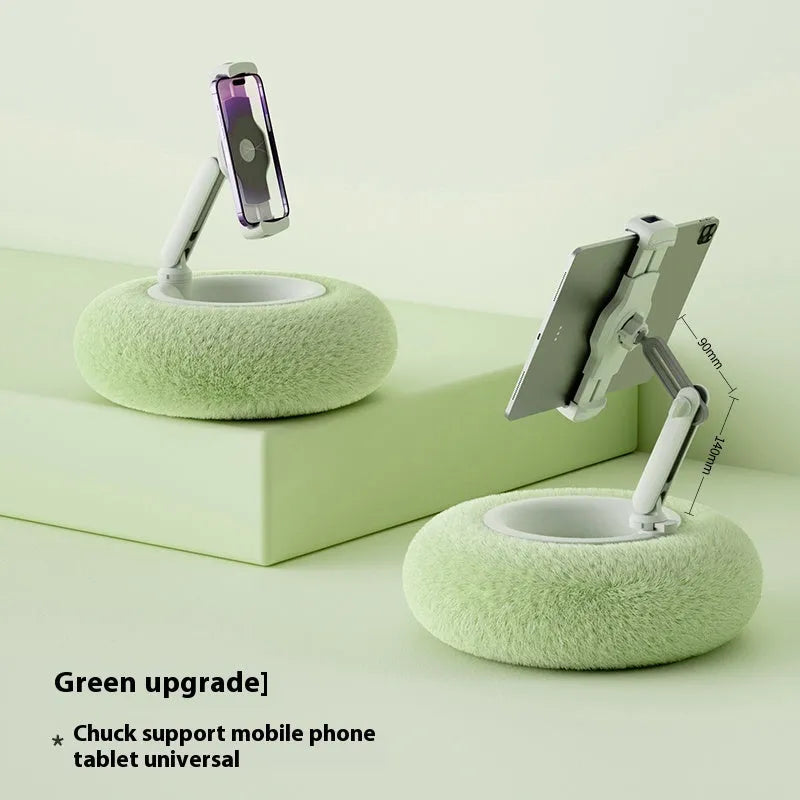 Adjustable rotating bracket holding tablet with 230mm extension rod and elastic fabric base