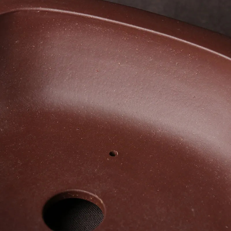 Handmade purple clay ceramic bonsai basin in classical plain Chinese style