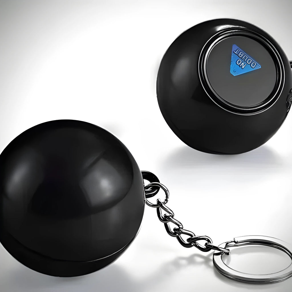 Mini magic prophet ball 4.5cm black round plastic novelty toy on white background