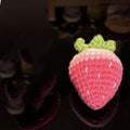 Soft plush strawberry pendant keychain in pink or red colour options