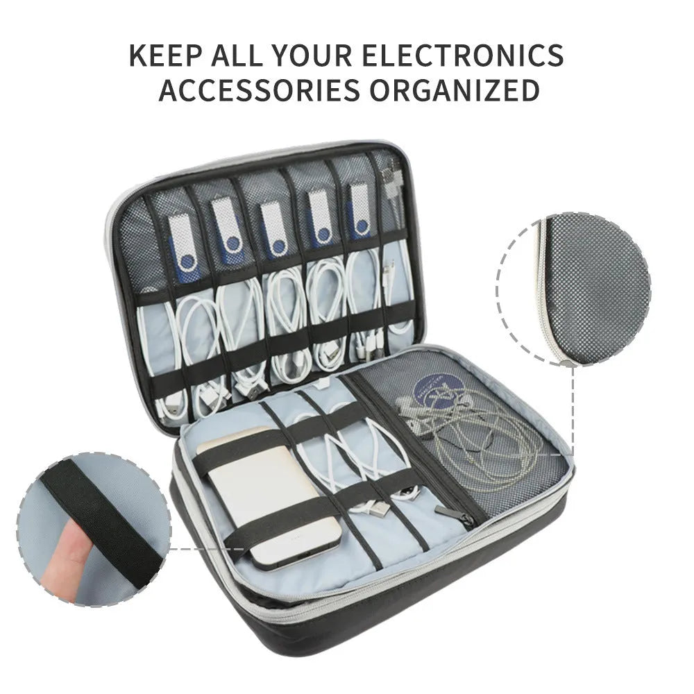 Grey three-layer travel storage bag with 20L capacity for business travel organisation