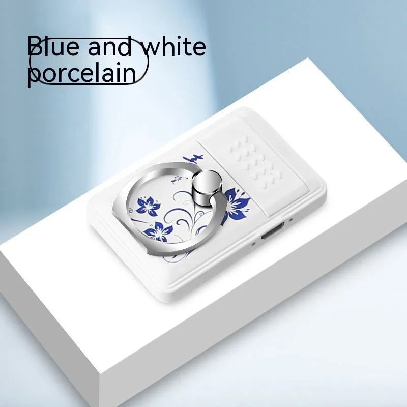 Multifunctional plastic phone holder cigarette lighter in blue and white porcelain colour