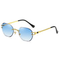 Gold frame sunglasses with gradient lenses in blue, grey, tea, pink, green and purple colour options