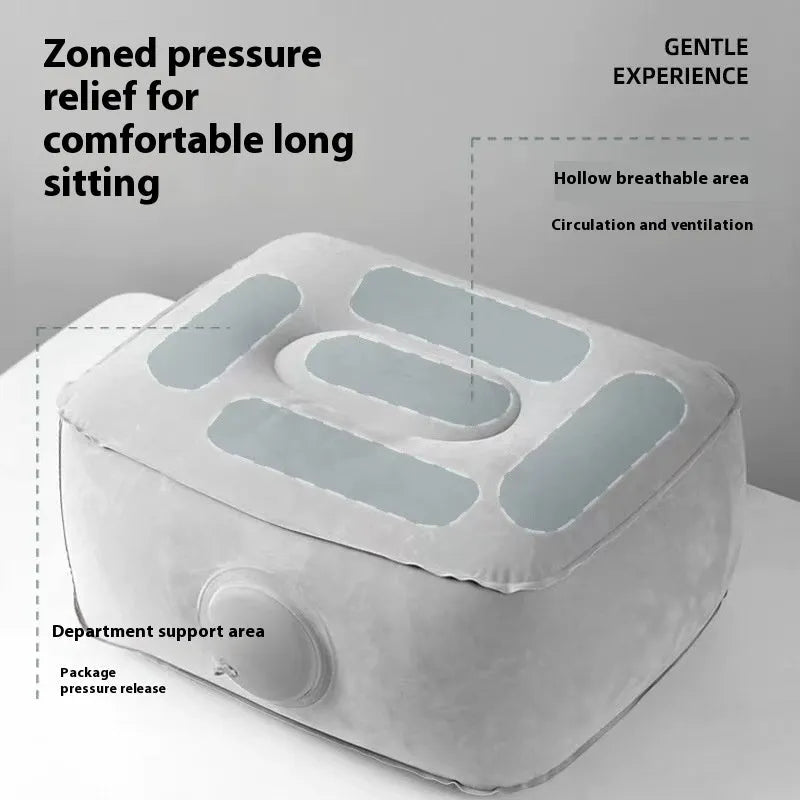 Press inflatable folding seat cushion with flocking material, shown inflated and deflated.