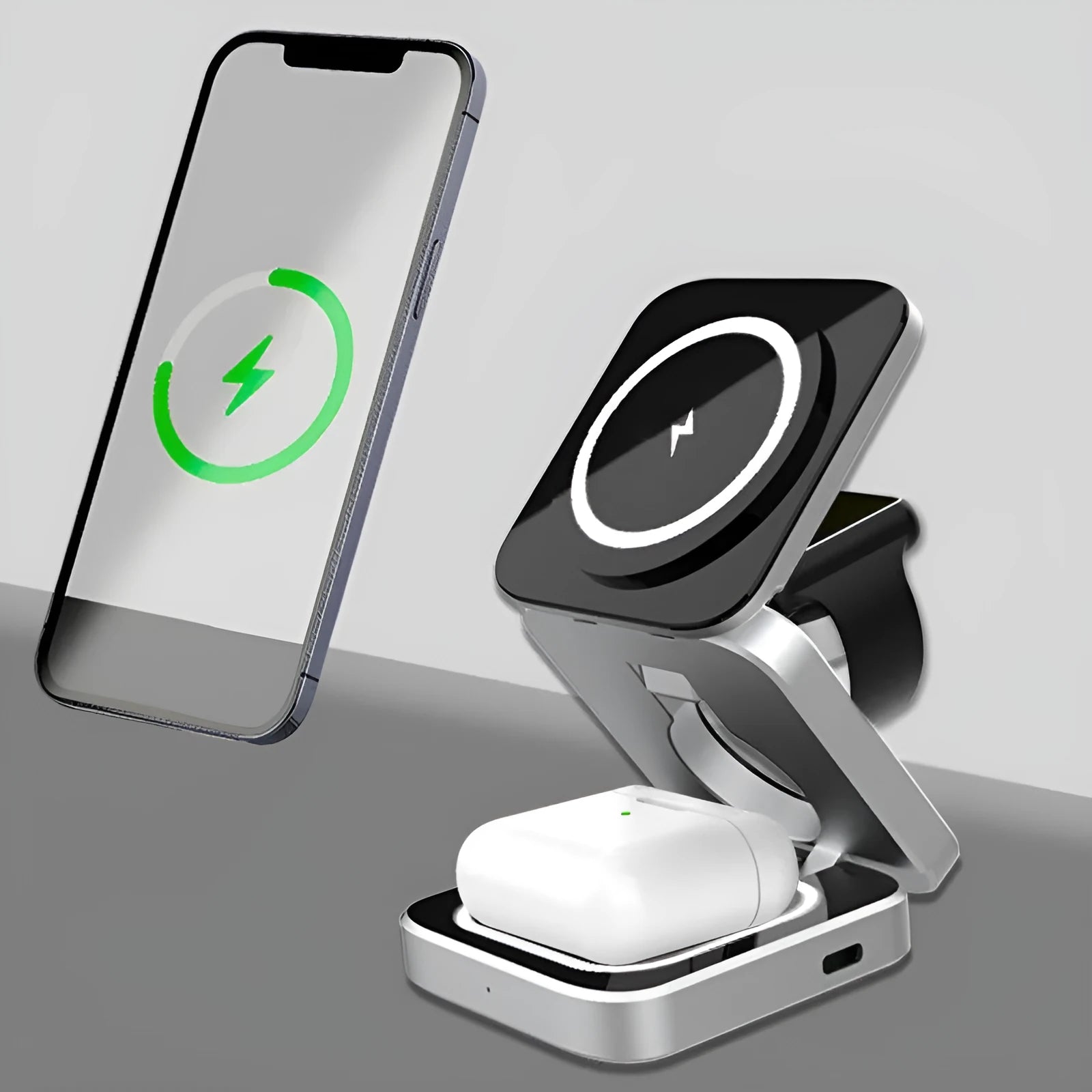 Folding three-in-one desktop wireless charging bracket for Apple Samsung and Google Pixel Watch
