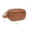 Black solid colour PU men's toiletry bag with zipper closure