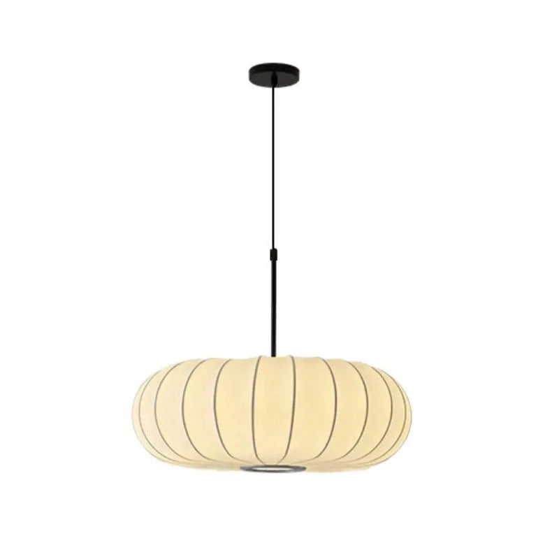 Silk pumpkin chandelier with warm light or tri-colour dimming, available in 30cm, 40cm, and 50cm diameters
