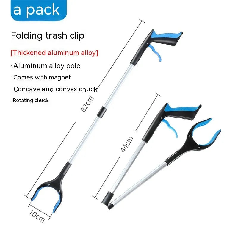 Blue plastic and aluminium alloy rubbish clip securing a bin bag