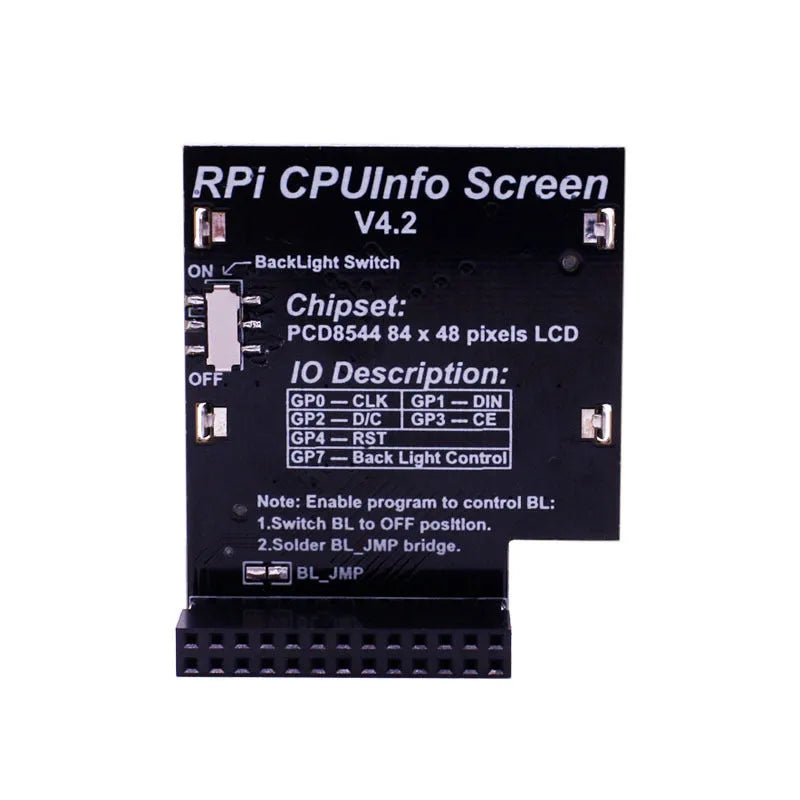 1.6-inch LCD screen module for Raspberry Pi with GPIO connector and backlight switch.