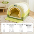 Sponge dog bed with painted autumn winter designs in rock yellow, green, and brown colour options