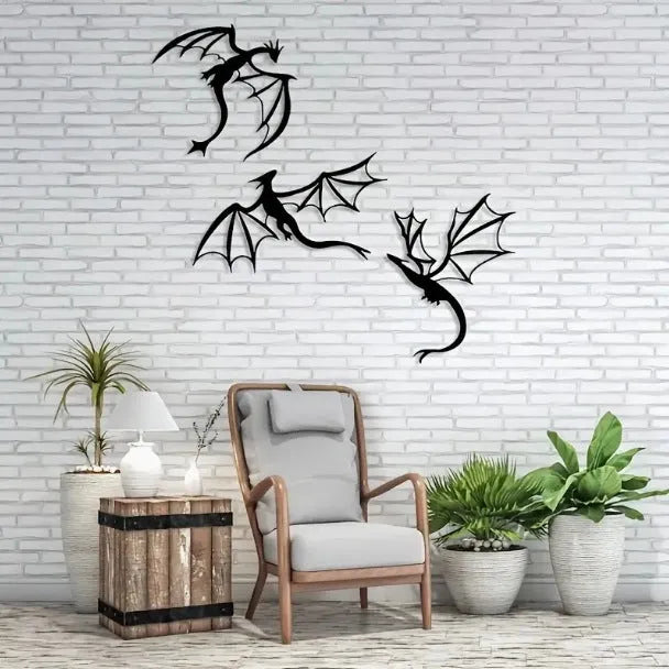 Black metal animal silhouette wall hanging decoration 30cm long side