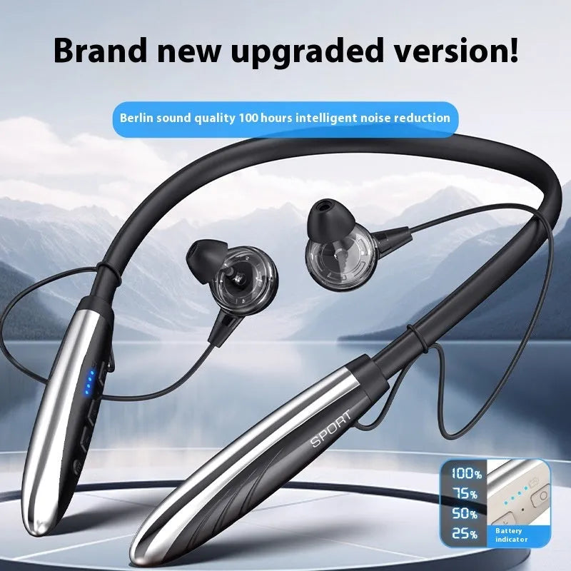 Neck wireless Bluetooth earphones with magnetic sport neckband and 9D stereo sound, available in multiple colours