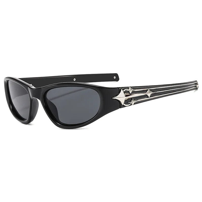 Outdoor sports sunglasses with special-shaped polycarbonate frame and lenses in a choice of six colour styles.