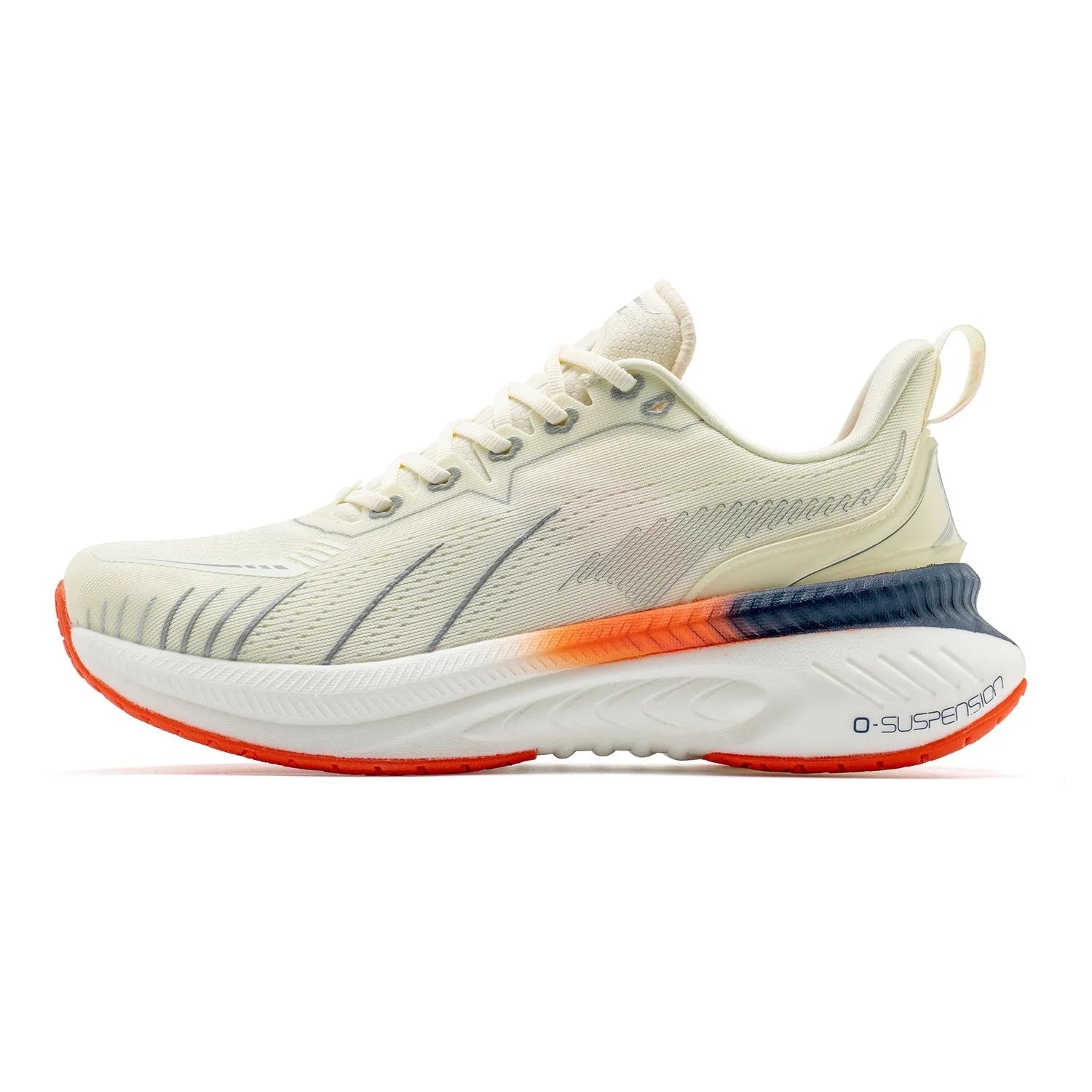 Men's low-top running shoes in various colours with rubber sole and PU mesh upper.