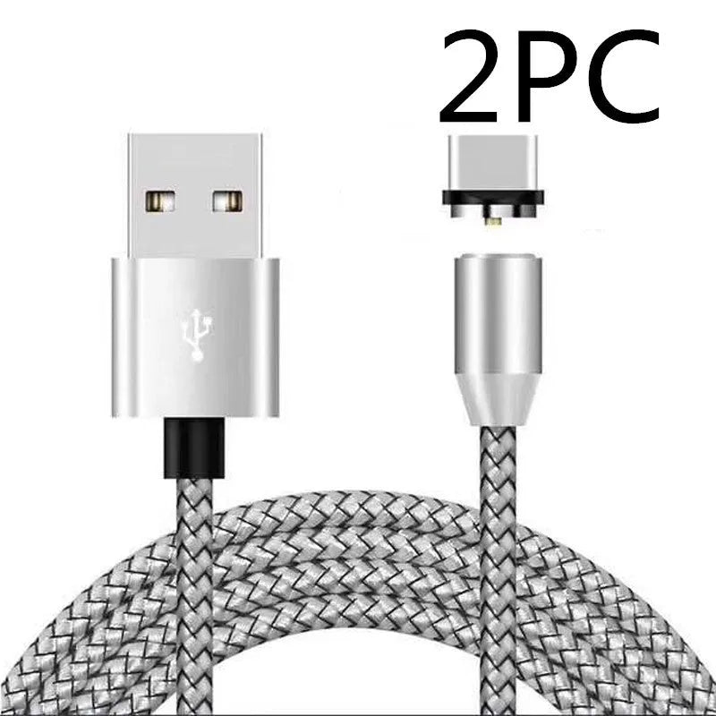 Android Type C three-in-one magnetic suction head charging cable 1m silver