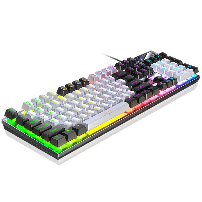 K500 wired gaming keyboard with luminous backlight in white powder mixed light colour, ABS casing