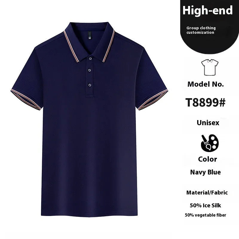 Ice silk polo shirt in solid colours with copper ammonia fibre fabric for work and leisure