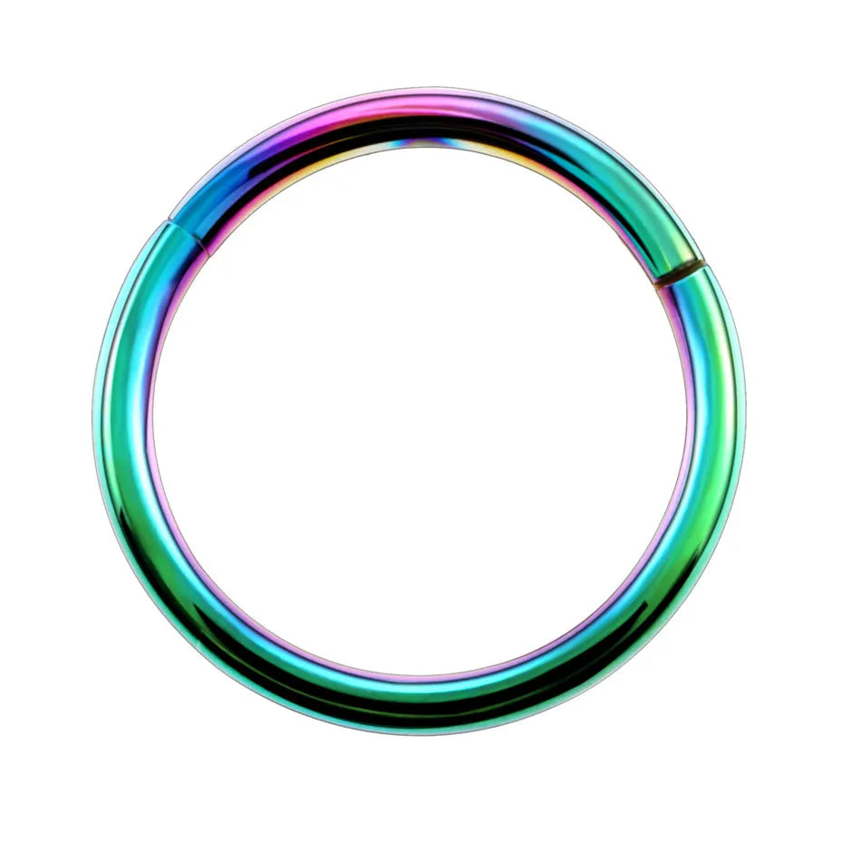 G23 titanium segment hinged clicker ring for septum nose piercing in rainbow colour finish