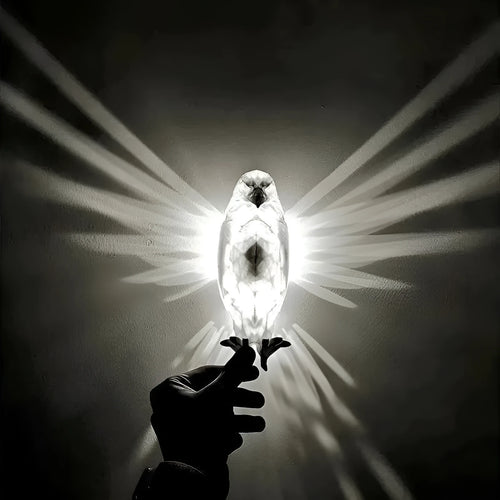 Eagle silhouette wall lamp with 3D printed resin body creating projection lighting effects